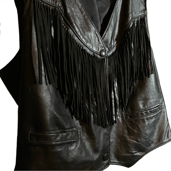 Drospo Inc. Leather Vest with Fringe~ Black - Picture 3 of 6